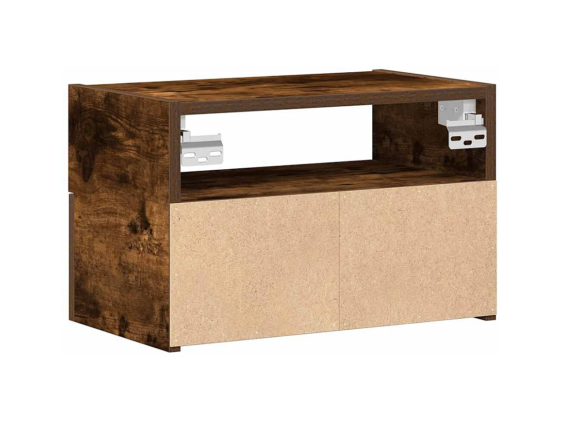 Mesita de noche | Mesilla de noche de pared color roble ahumado 45x26x28,5 cm