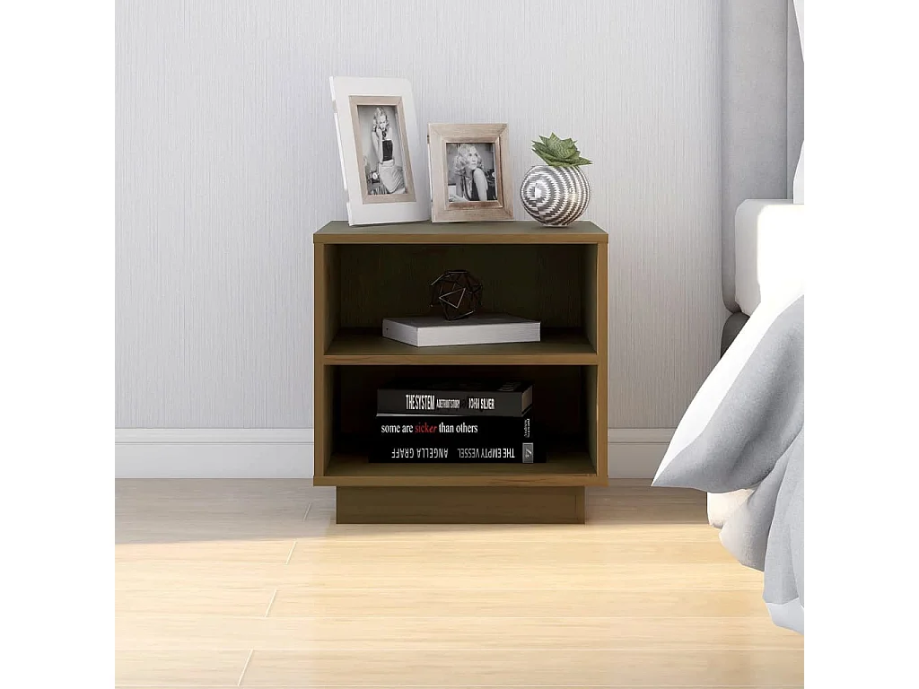 Table de chevet-Petite Table d'appoint-Table de nuit Marron miel 40x34x40 cm Bois de pin solide