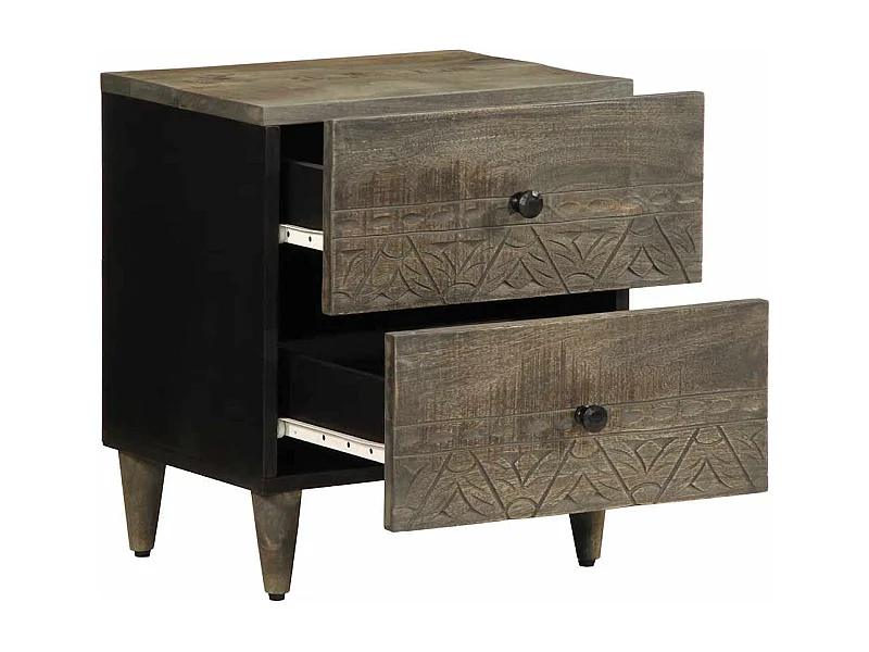 Mesita de noche | Mesilla de noche de madera maciza de mango gris claro 40x33x46cm