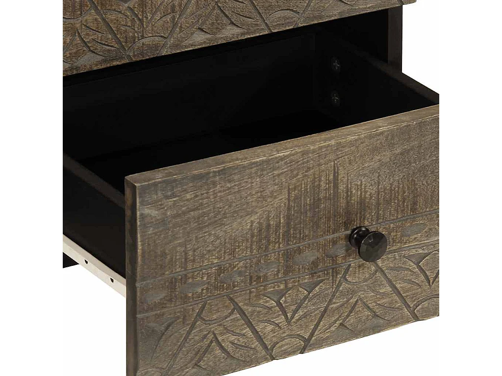 Mesita de noche | Mesilla de noche de madera maciza de mango gris claro 40x33x46cm