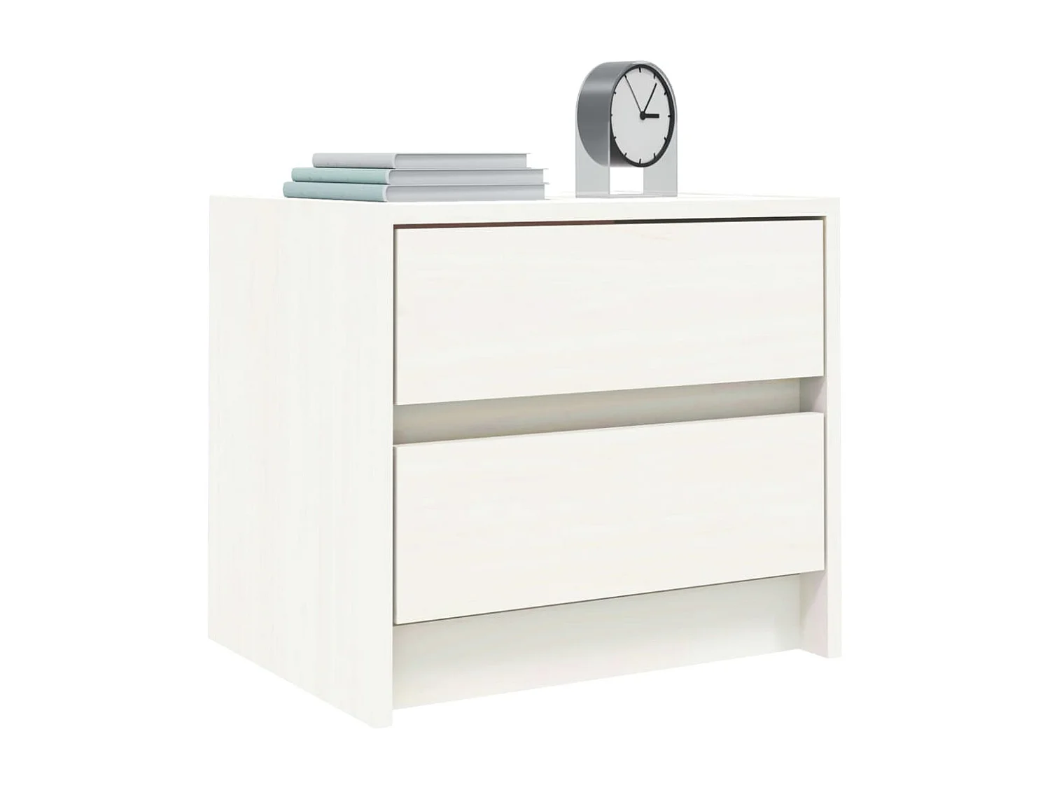 Nachttisch 2er Set-Beistelltisch Weiß 40x31x35,5 cm Massivholz Kiefer SHL6200