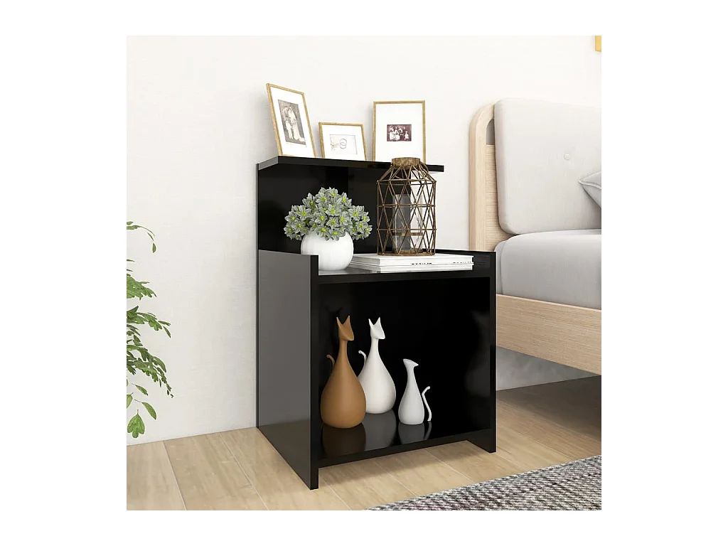 Mesitas de noche | Mesilla de noche 2 uds madera contrachapada negro 40x35x60 cm