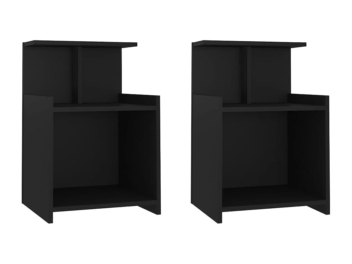 Nachttisch 2er Set-Beistelltisch Schwarz 40x35x60 cm Holzwerkstoff SHL14036