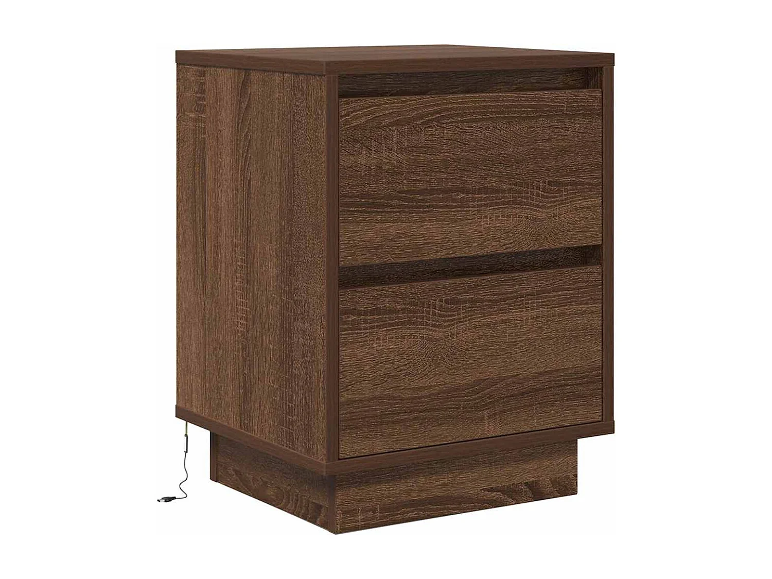 Mesa de cabeceira com luzes LED 38x34x50 cm carvalho castanho