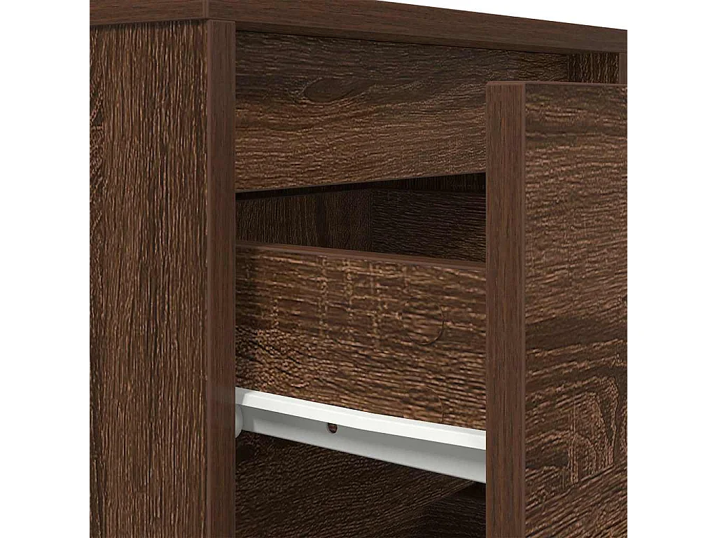 Mesa de cabeceira com luzes LED 38x34x50 cm carvalho castanho