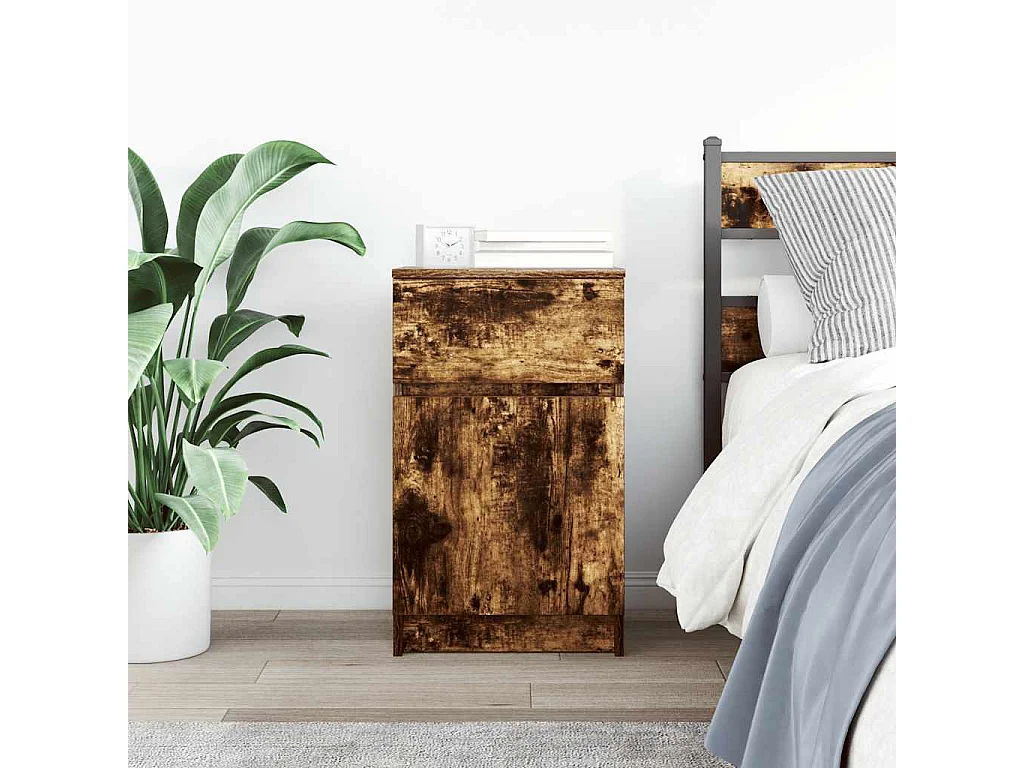 Nachttisch-Beistelltisch Räuchereiche 39x35x65 cm Holzwerkstoff SHL28469