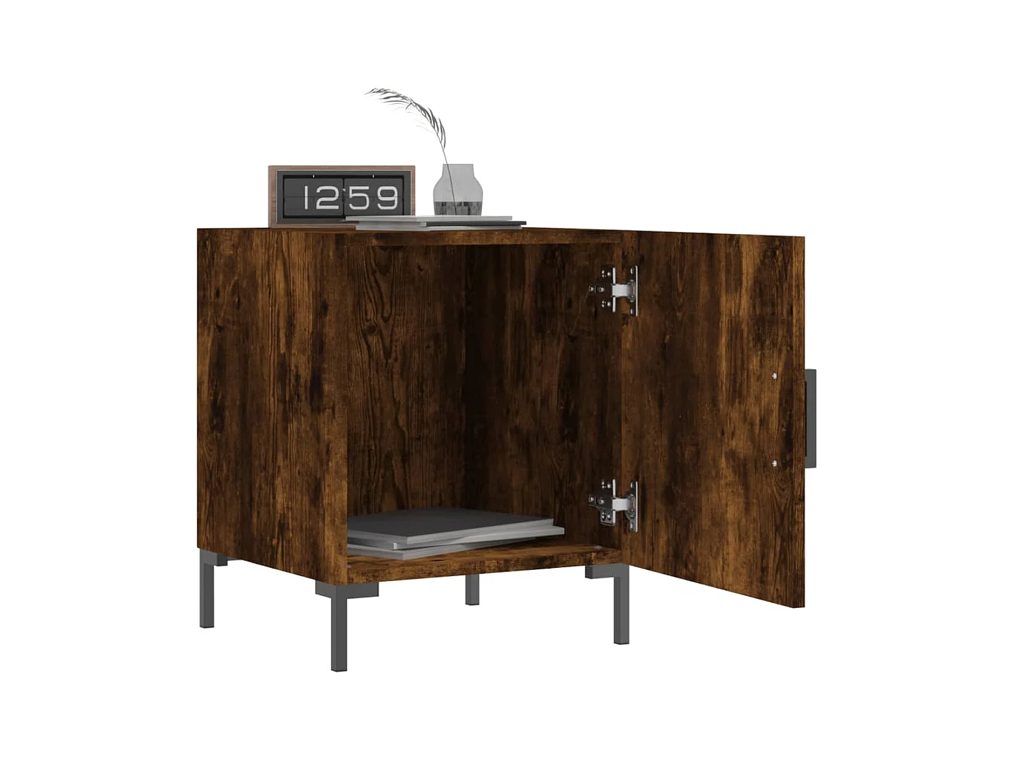 Mesitas de noche | Mesilla de noche 2 uds madera ingeniería roble ahumado 40x40x50 cm