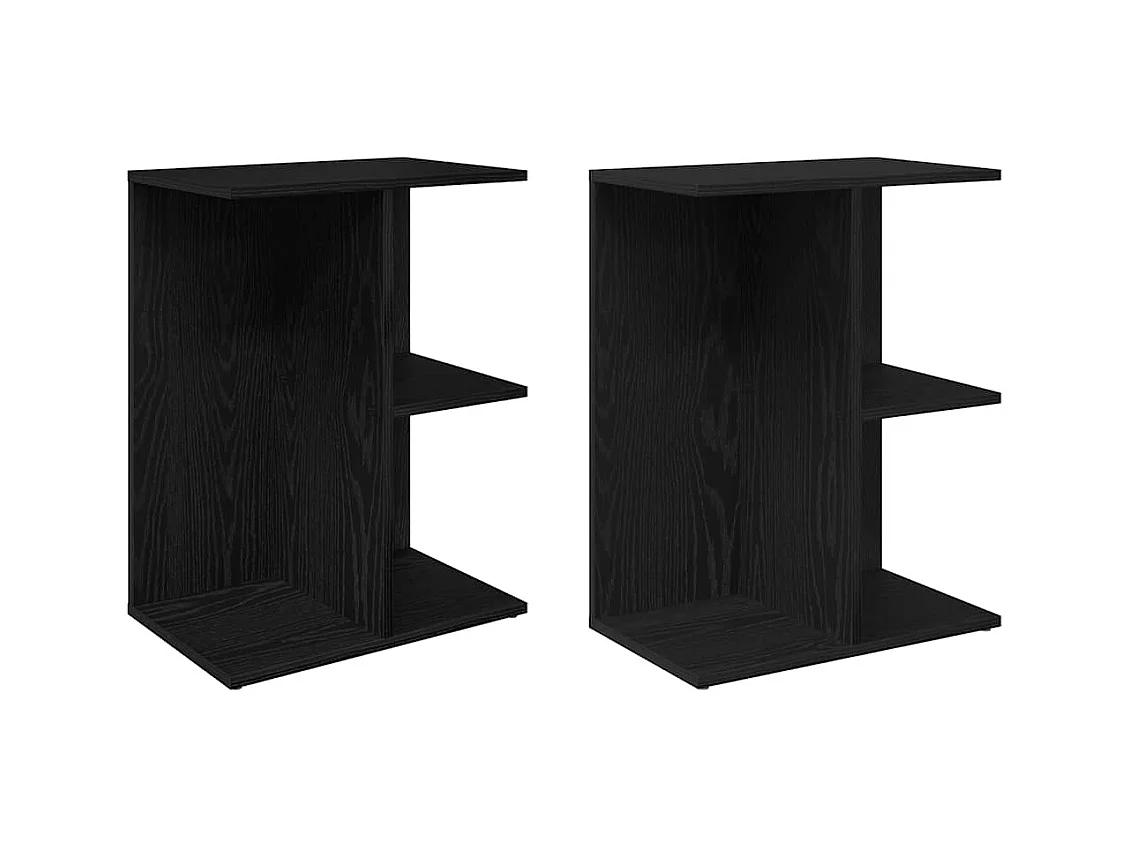 Tables de chevet lot de 2 avec Étagère de Rangement chêne noir 46,5x29x61 cm bois ingénierie