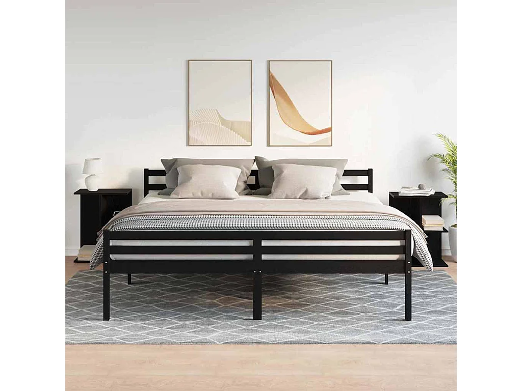 Nachttisch 2er Set-Beistelltisch-Nachttischkommode Schwarz Eichen-Optik 46,5x29x61 cm SHL37178