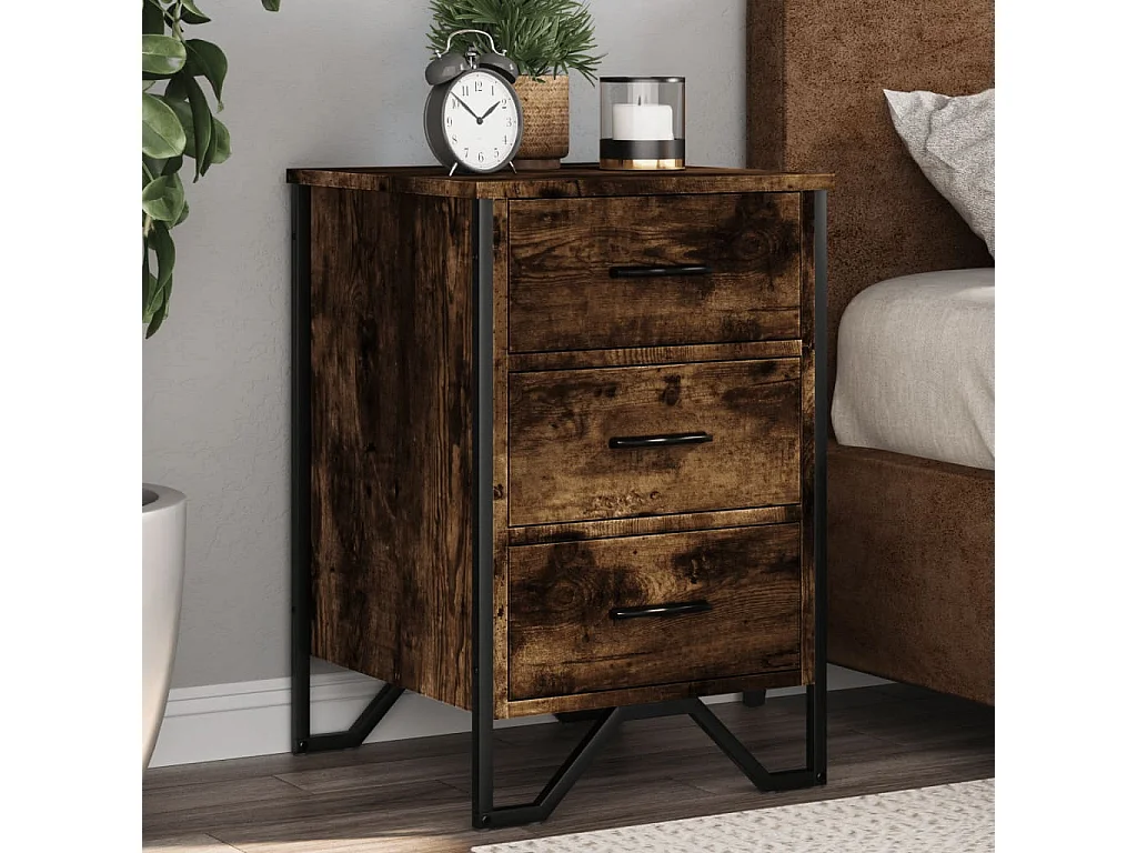 Nachttisch-Beistelltisch Räuchereiche 40x41x60 cm Holzwerkstoff SHL44992