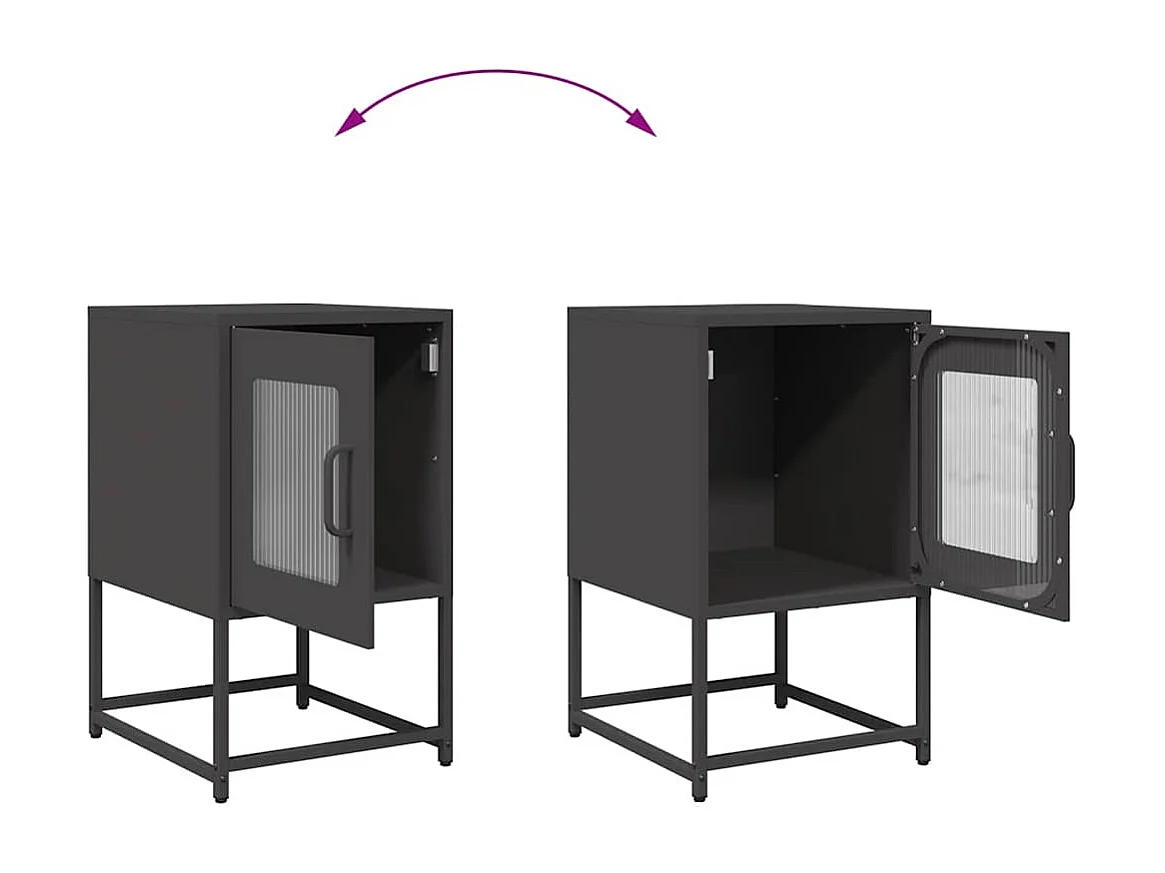 Mesita de noche | Mesilla de noche acero laminado en frío negro 36x39x60,5 cm