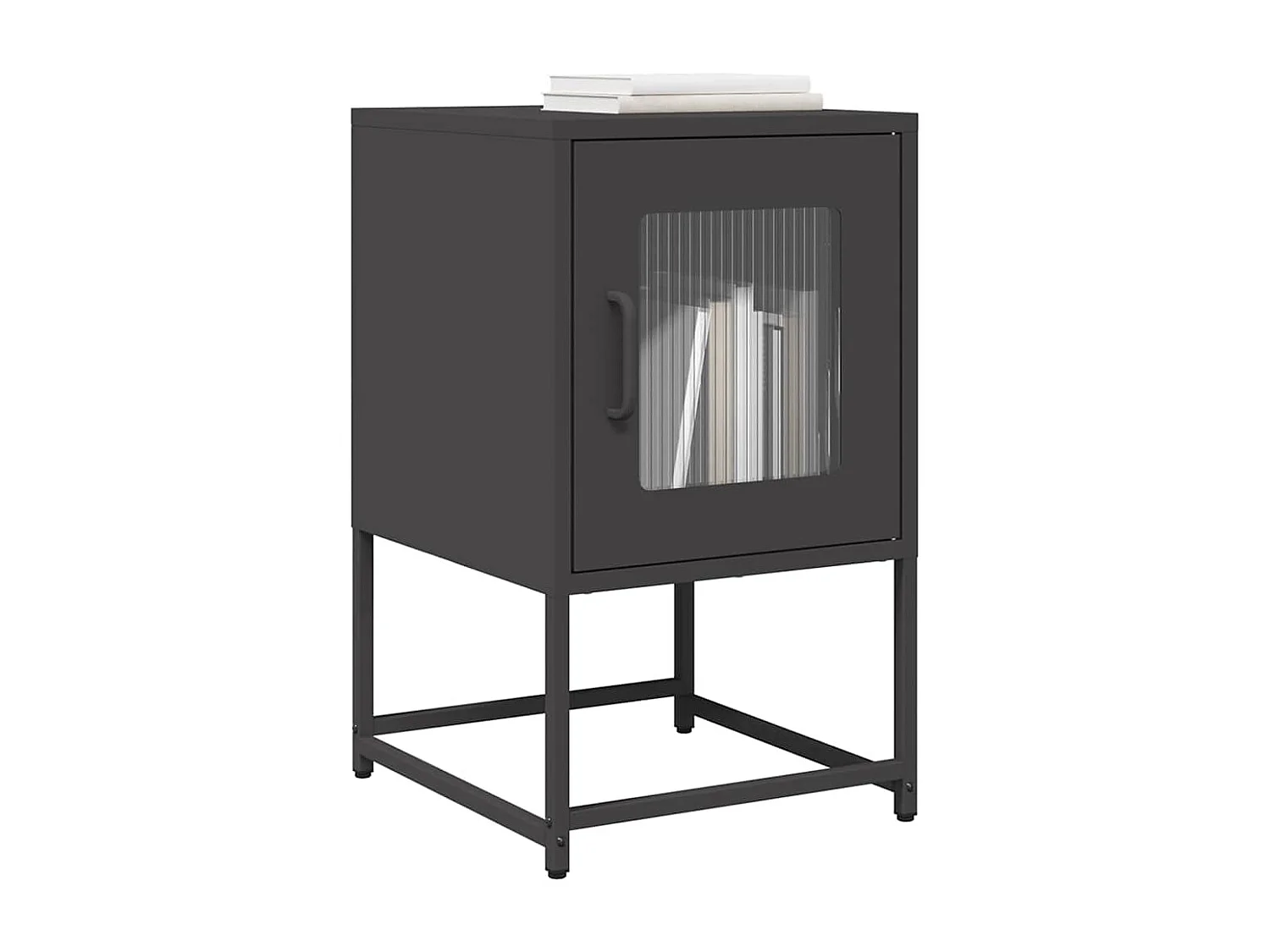 Nachttisch-Beistelltisch-Nachtschrank Schwarz 36x39x60,5 cm Kaltgewalzter Stahl SHL10938