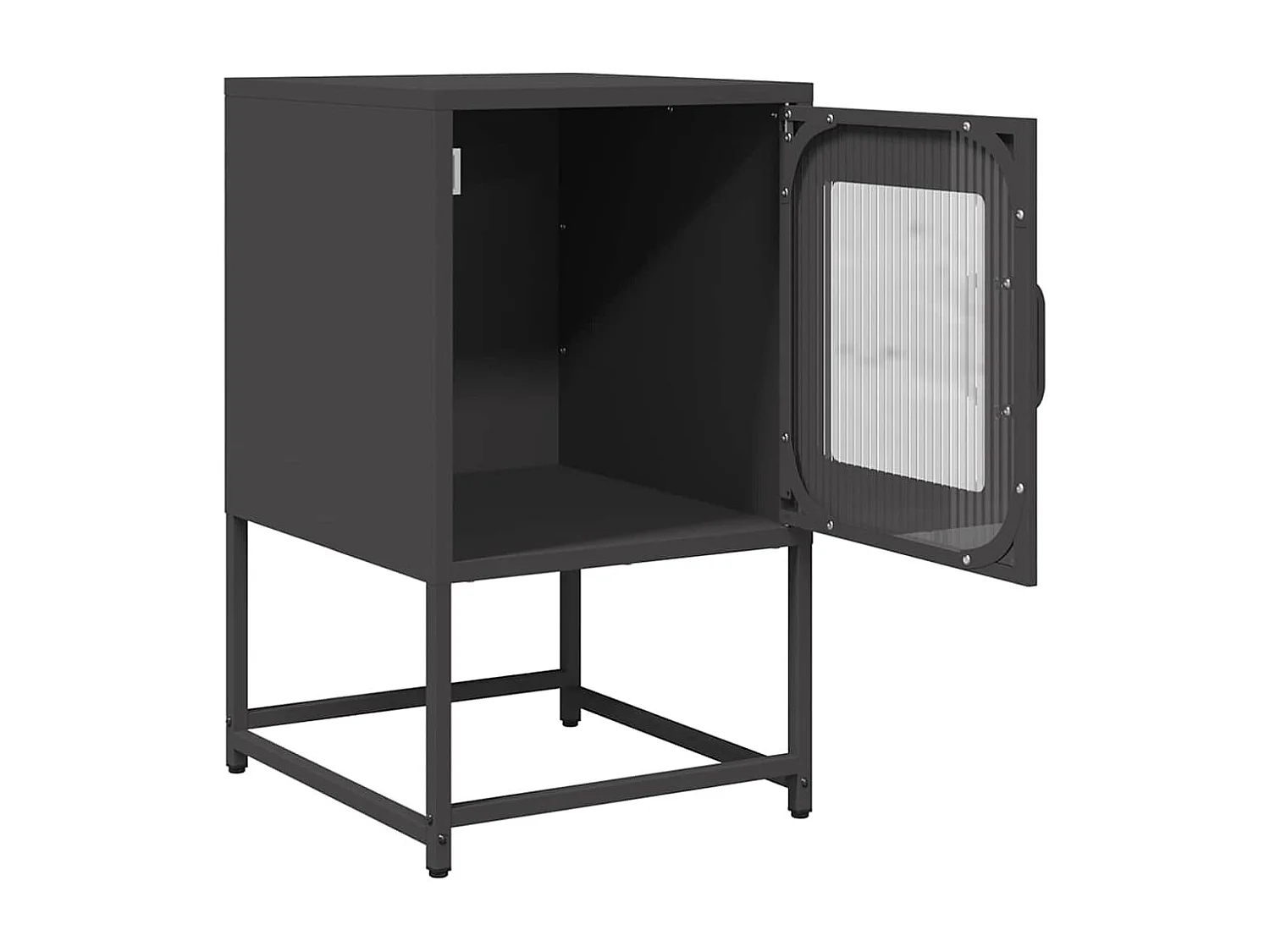 Nachttisch-Beistelltisch-Nachtschrank Schwarz 36x39x60,5 cm Kaltgewalzter Stahl SHL10938