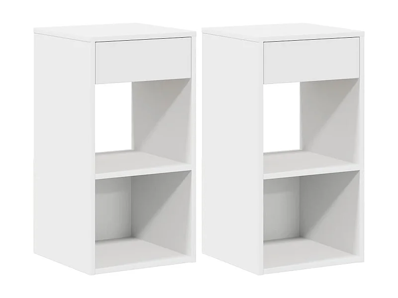 Nachttisch 2er Set-Beistelltisch mit Schublade. Weiß 35x34x66,5 cm SHL98367