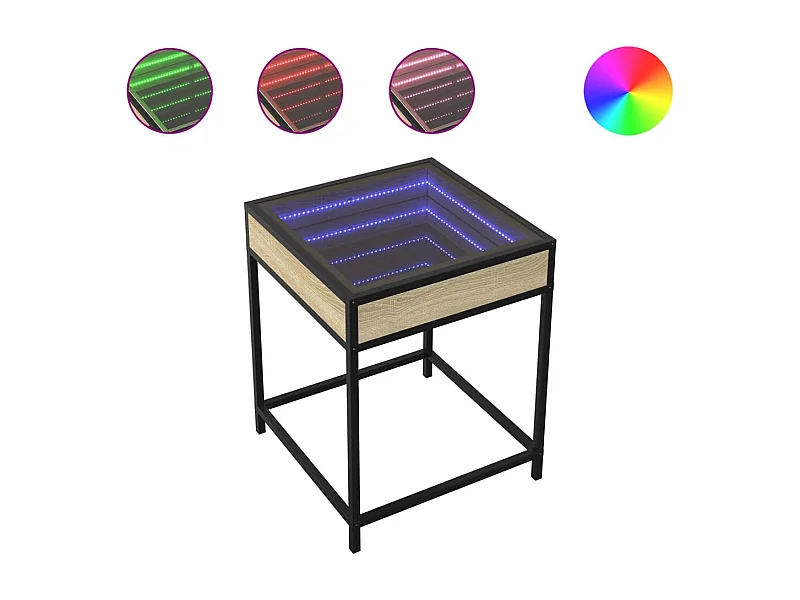 Mesita de noche | Mesilla de noche con Infinity LED roble Sonoma 40x40x51 cm