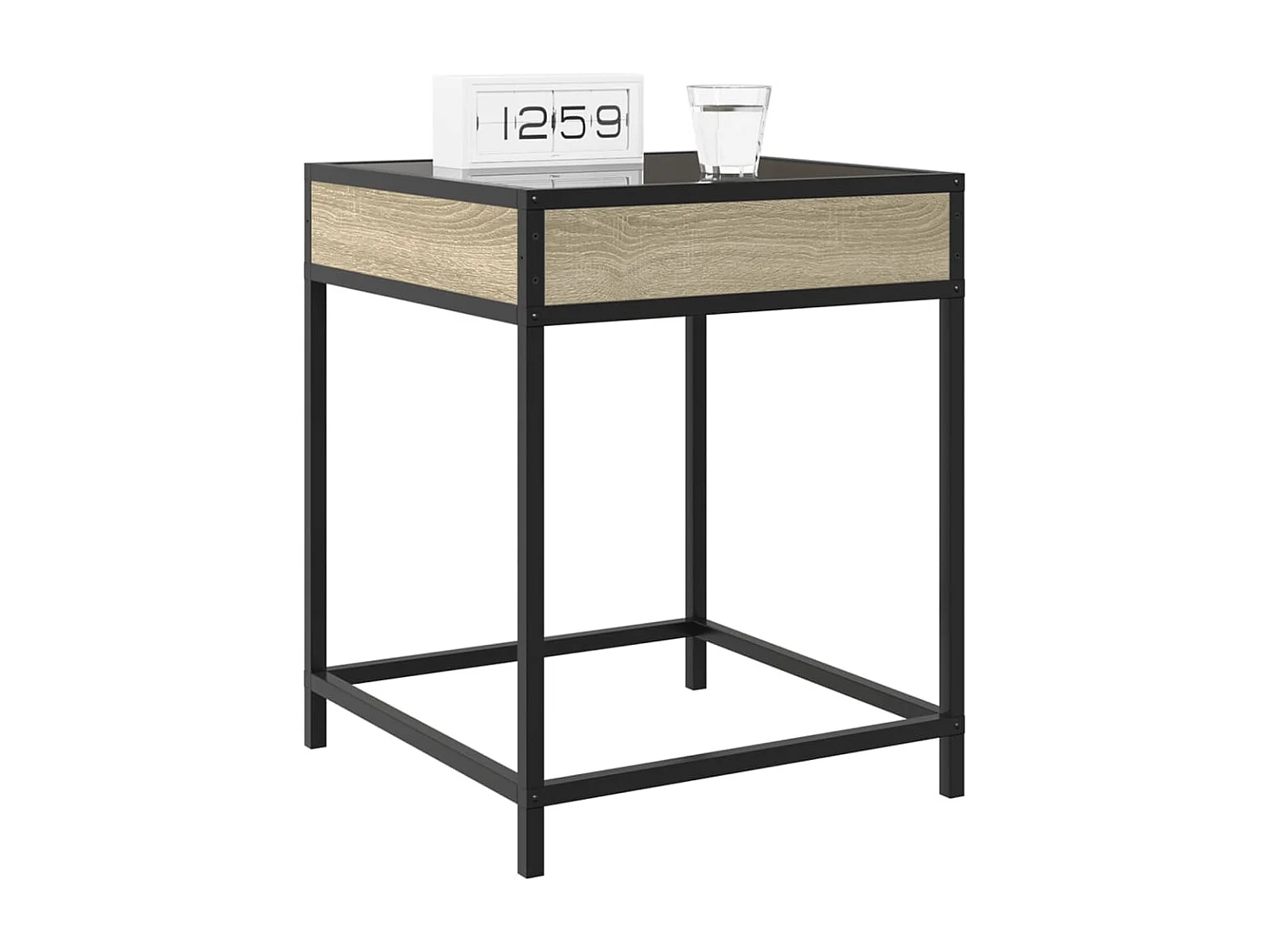 Nachttisch-Beistelltisch mit Infinity-LED Sonoma-Eiche 40x40x51 cm SHL78249