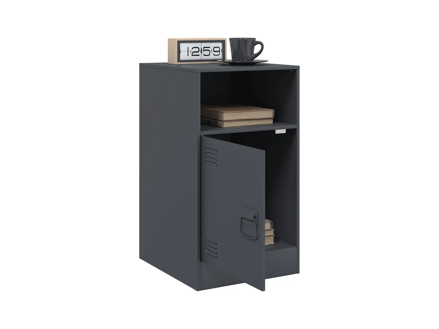 Tables de chevet lot de 2 avec tiroirs anthracite 34,5x39x62 cm acier