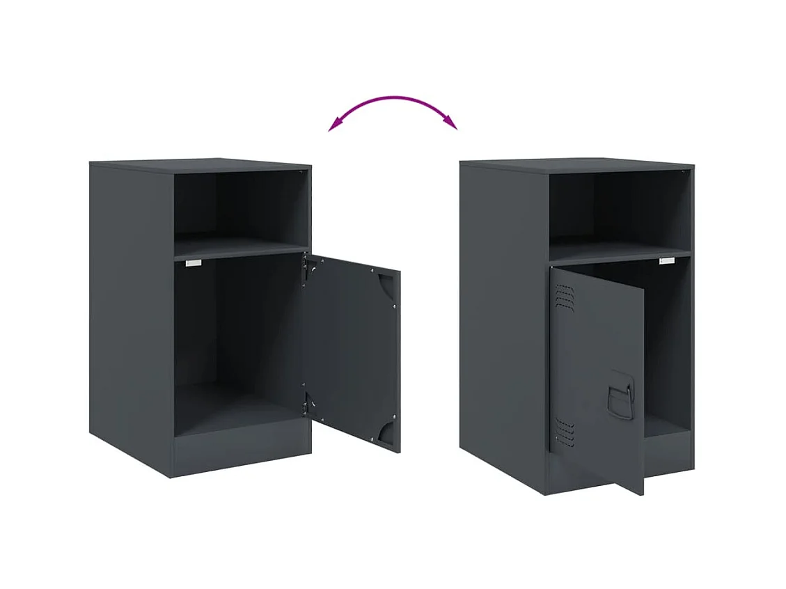 Tables de chevet lot de 2 avec tiroirs anthracite 34,5x39x62 cm acier