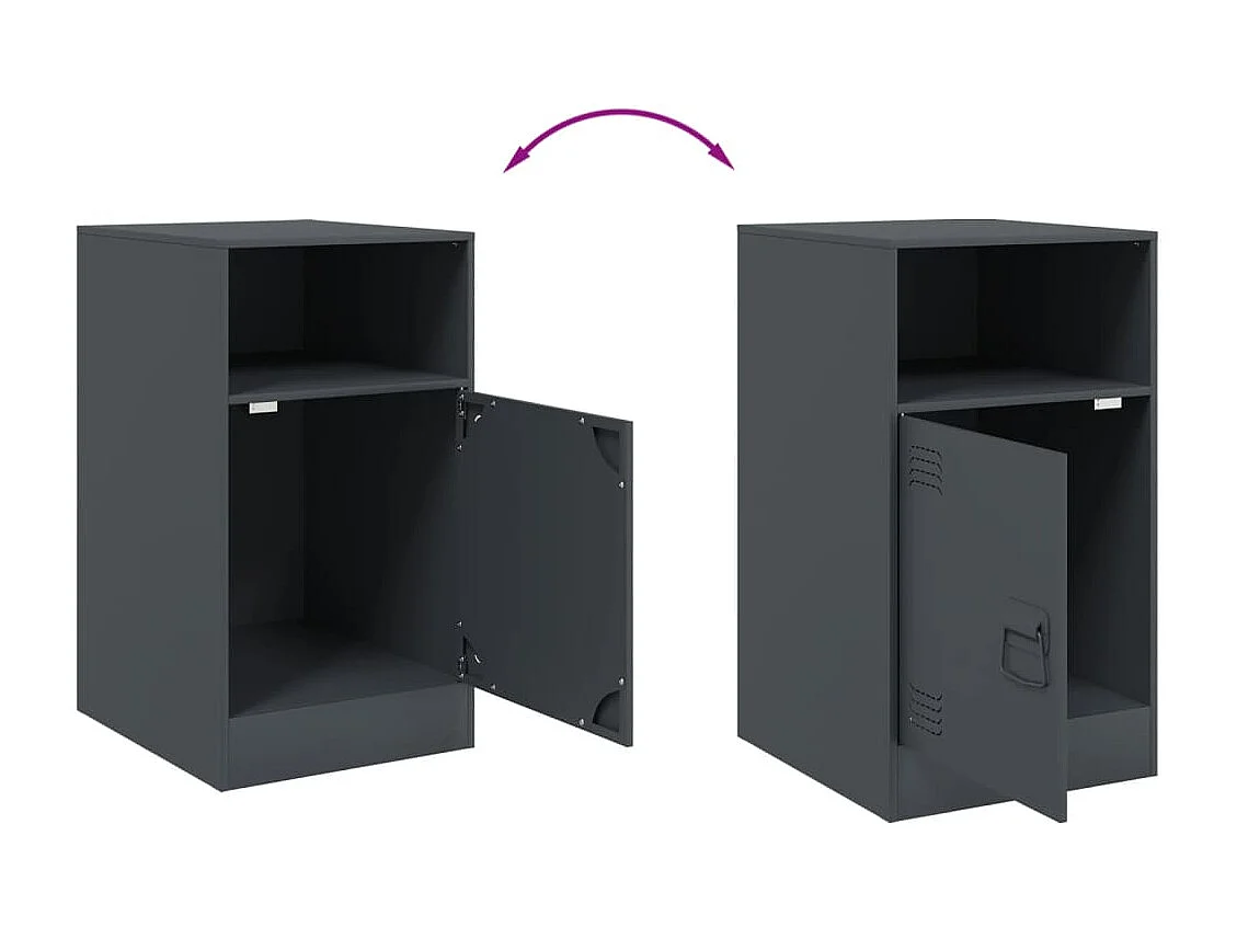 Nachttisch 2er Set-Beistelltisch-Nachttischkommode Anthrazit 34,5x39x62 cm Stahl SHL56299