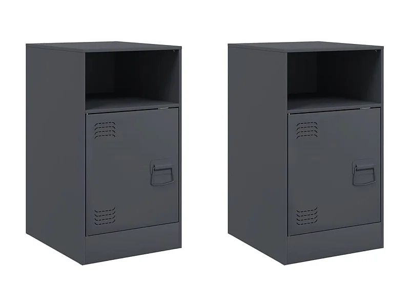Tables de chevet lot de 2 avec tiroirs anthracite 34,5x39x62 cm acier