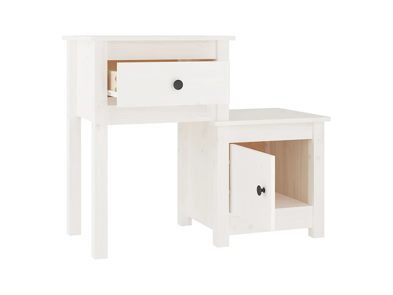 Mesitas de noche | Mesilla de noche 2 uds madera de pino blanco 79,5x38x65,5 cm