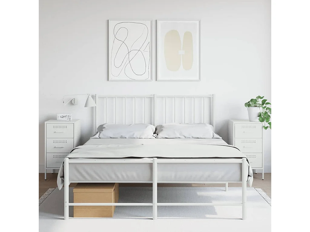 Nachttisch 2er Set-Beistelltisch-Nachttischkommode Weiß 36x39x68 cm Stahl SHL60291