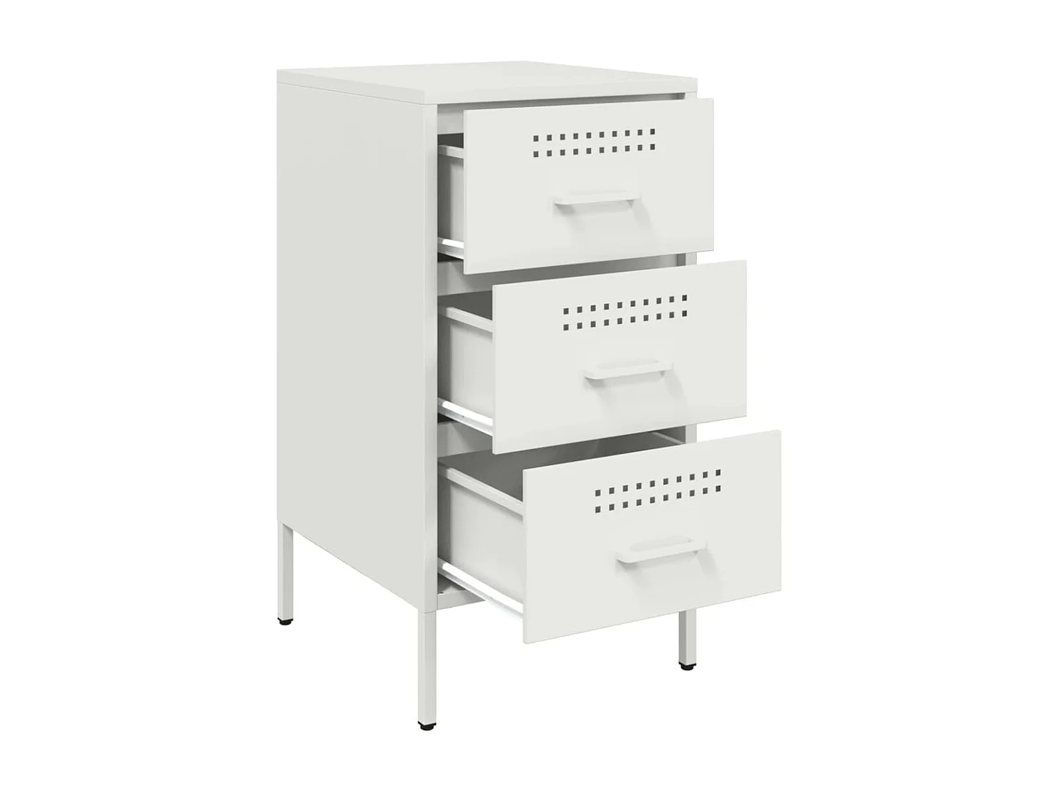 Nachttisch 2er Set-Beistelltisch-Nachttischkommode Weiß 36x39x68 cm Stahl SHL60291