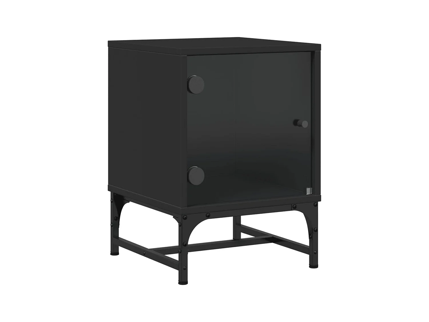 Mesitas de noche | Mesilla de noche con puertas de vidrio 2 uds negro 35x37x50 cm