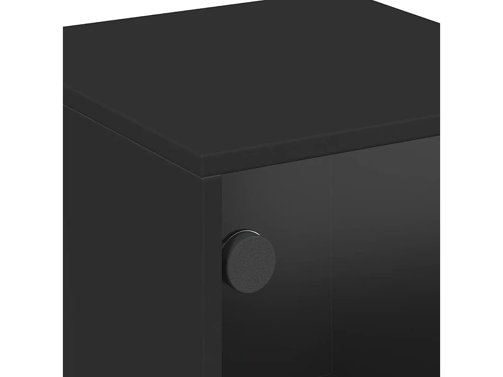 Mesitas de noche | Mesilla de noche con puertas de vidrio 2 uds negro 35x37x50 cm