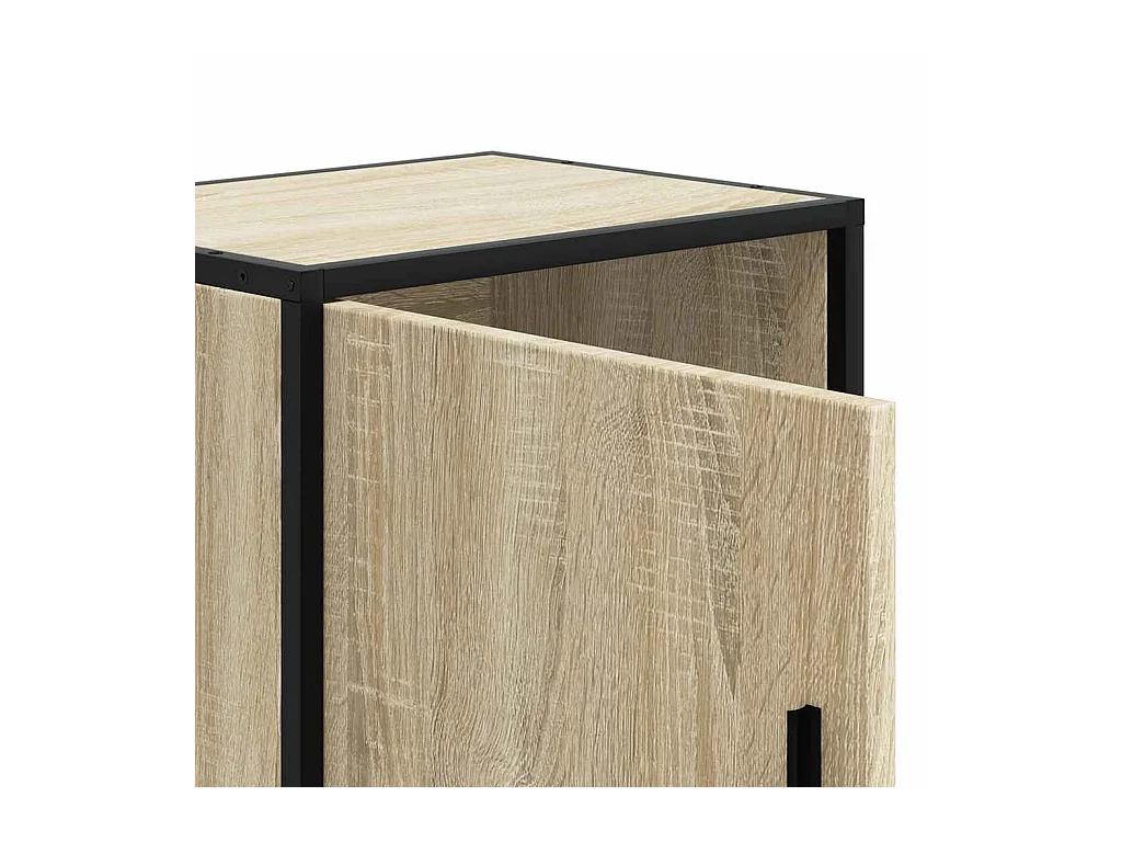 Mesita de noche | Mesilla de noche madera ingeniería roble sonoma 40x31x50cm metal