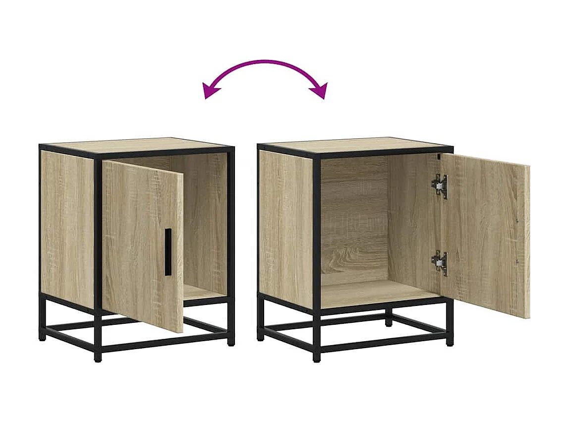 Nachttisch-Beistelltisch Sonoma-Eiche 40x31x50 cm Holzwerkstoff und Metall SHL81819