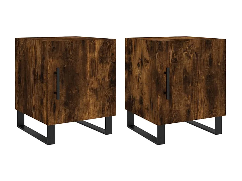 Lot de 2 Tables de chevet avec rangement chêne fumé 40x40x50 cm bois d'ingénierie