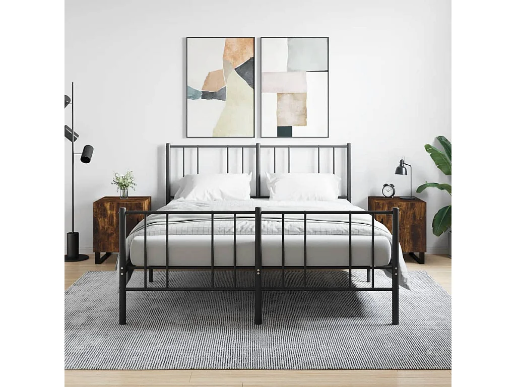 Nachttisch 2er Set-Beistelltisch-Nachttischkommode Räuchereiche 40x40x50 cm Holzwerkstoff SHL40371