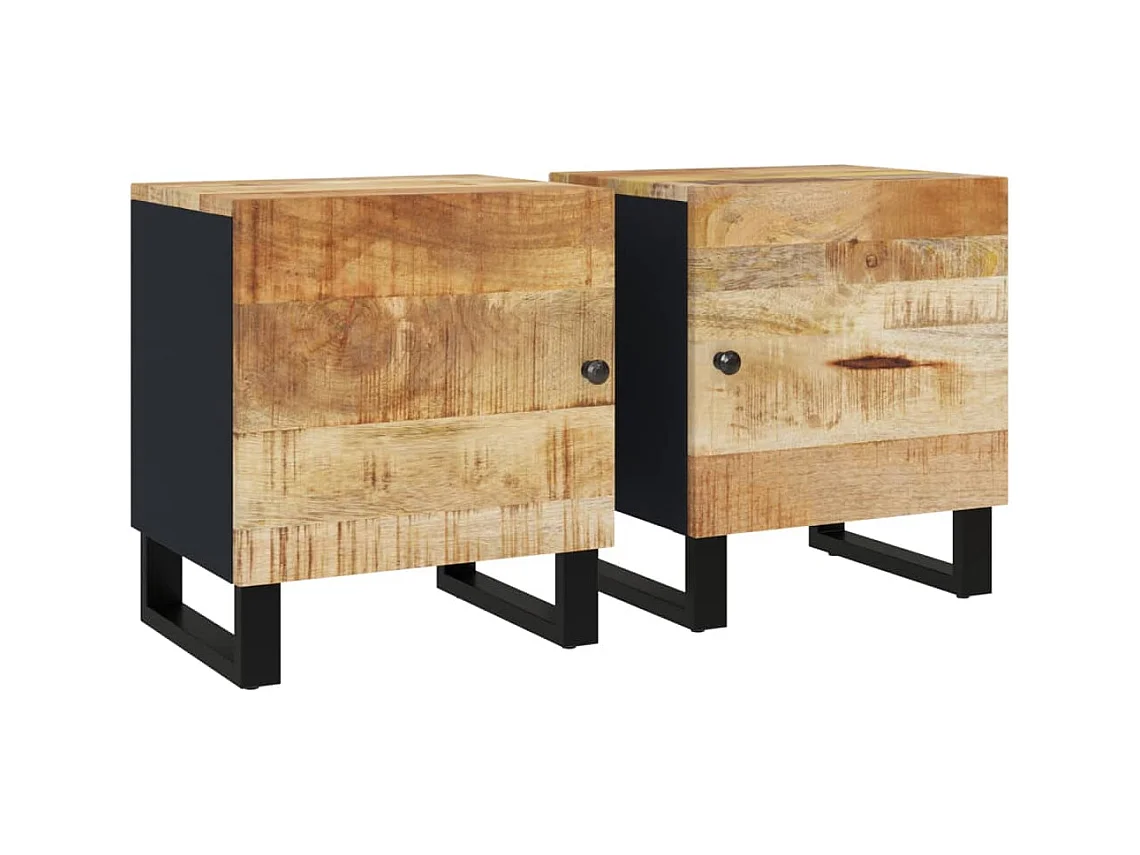 Mesa de Cabeceira | Criado-mudo Moderno 2 peças 40x33x46 cm madeira mangueira maciça