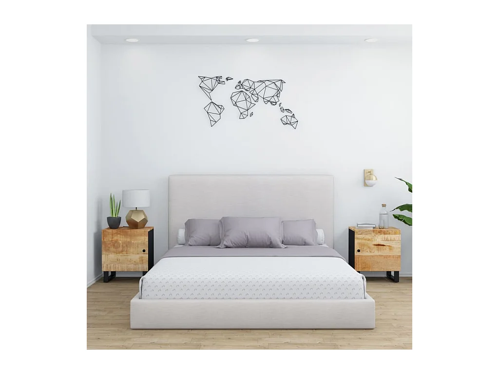 Mesa de Cabeceira | Criado-mudo Moderno 2 peças 40x33x46 cm madeira mangueira maciça