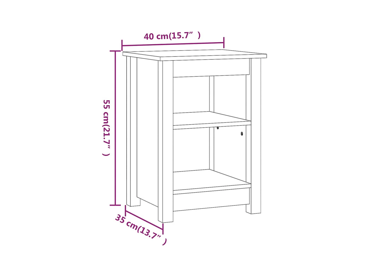 Tables de chevet lot de 2 avec compartiments ouverts Noir 40x35x55 cm Bois de pin solide