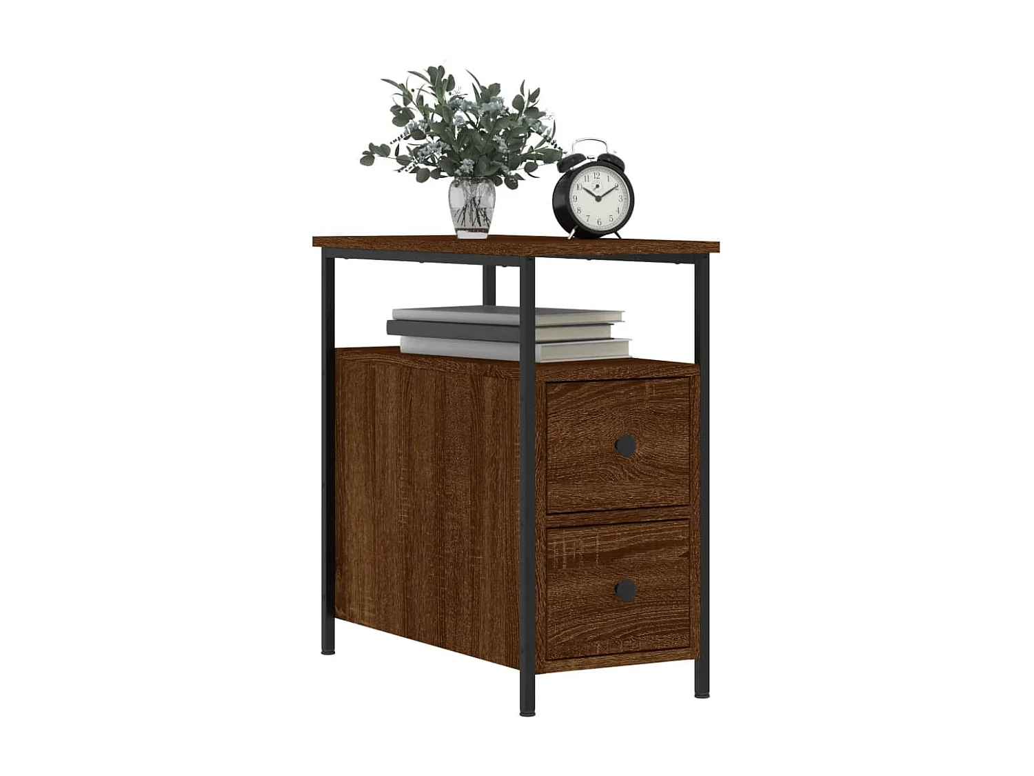 Nachttisch 2er Set-Beistelltisch-Nachttischkommode Braun Eichen-Optik 30x60x60 cm Holzwerkstoff SHL18044