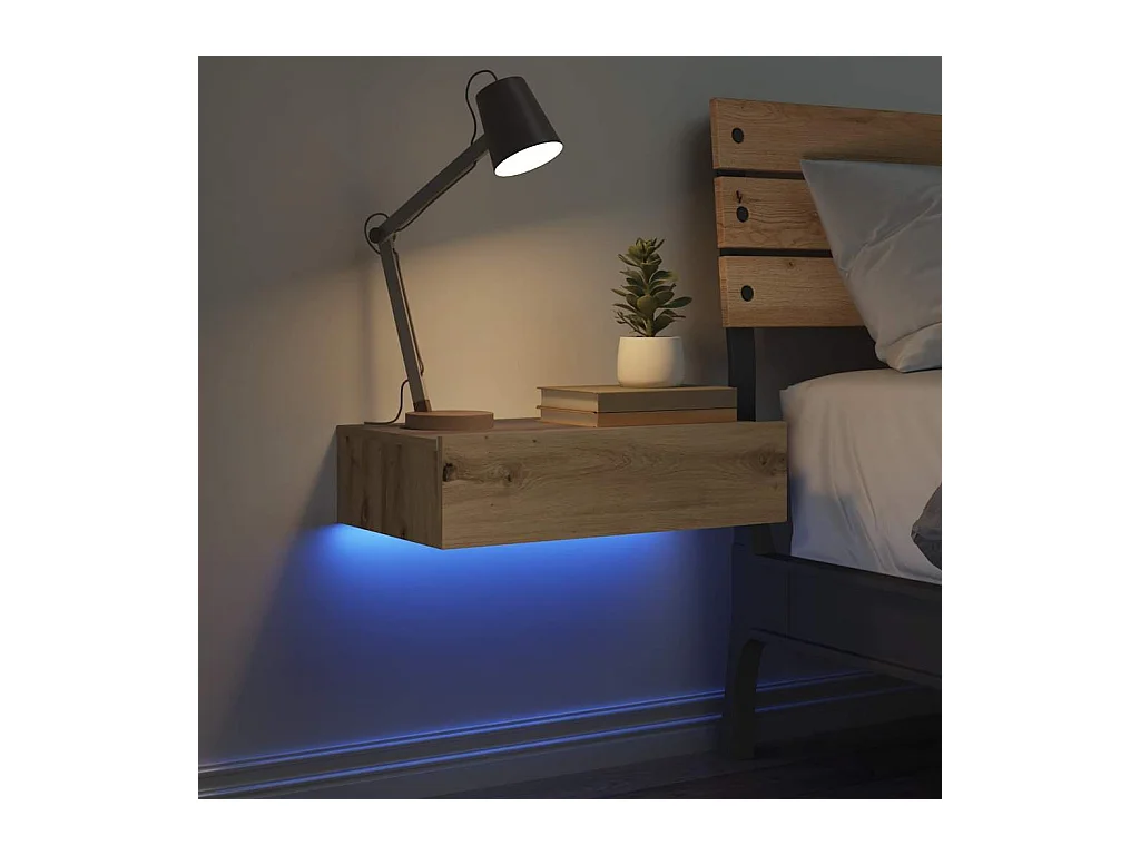 Mesita de noche | Mesilla de noche madera de ingeniería roble artisan 60x35 cm