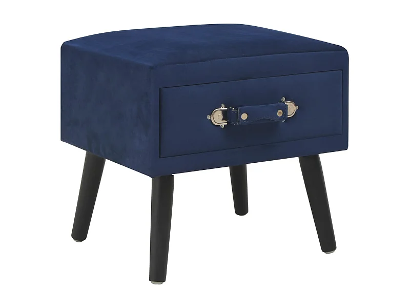 Lot de 2 Tables de chevet-Tables d'appoint avec tiroir Bleu 40x35x40 cm Velours