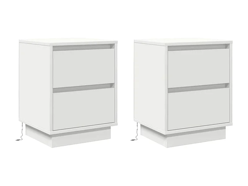 Mesita de Noche | Armario de Noche 2 uds con cajón Blanco 39x34.5x50 cm