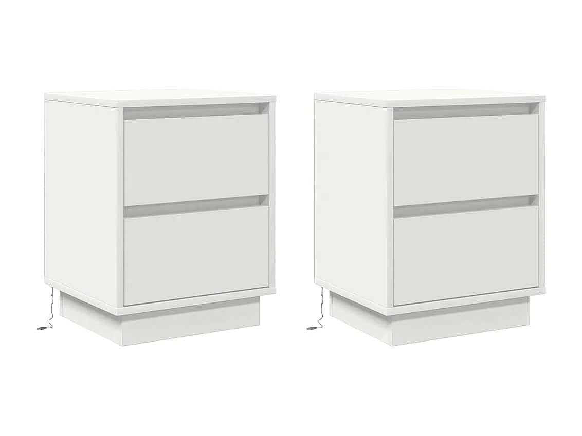 Mesita de Noche | Armario de Noche 2 uds con cajón Blanco 39x34.5x50 cm