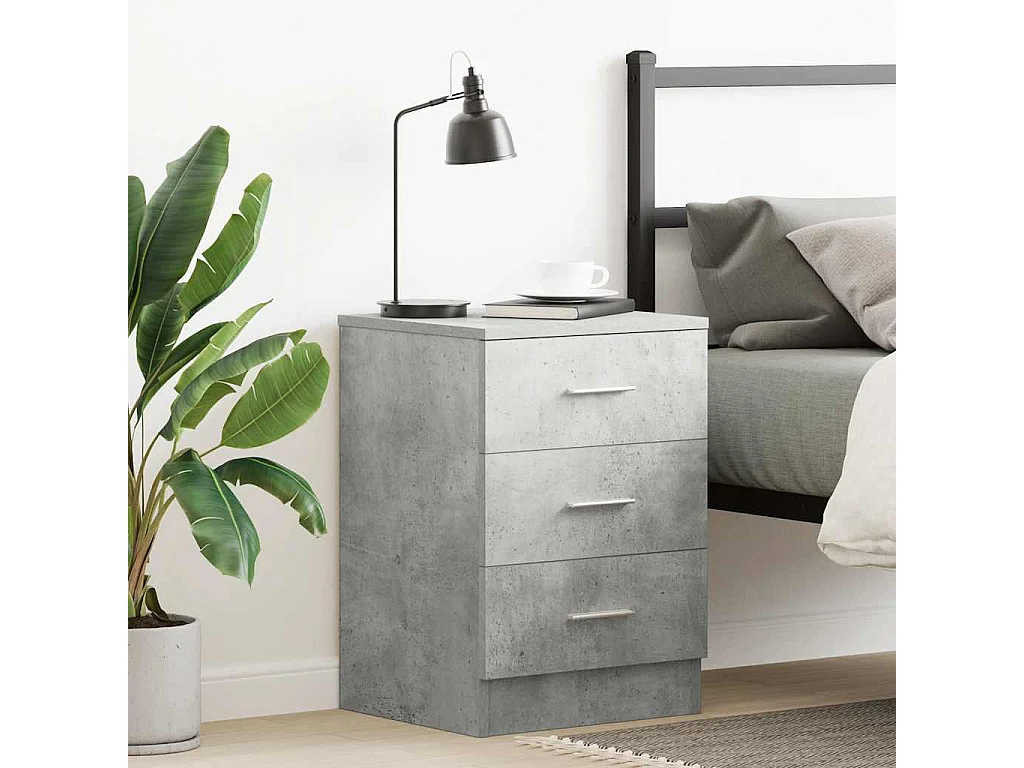 Mesita de noche | Mesilla de noche de aglomerado gris hormigón 38x35x56 cm