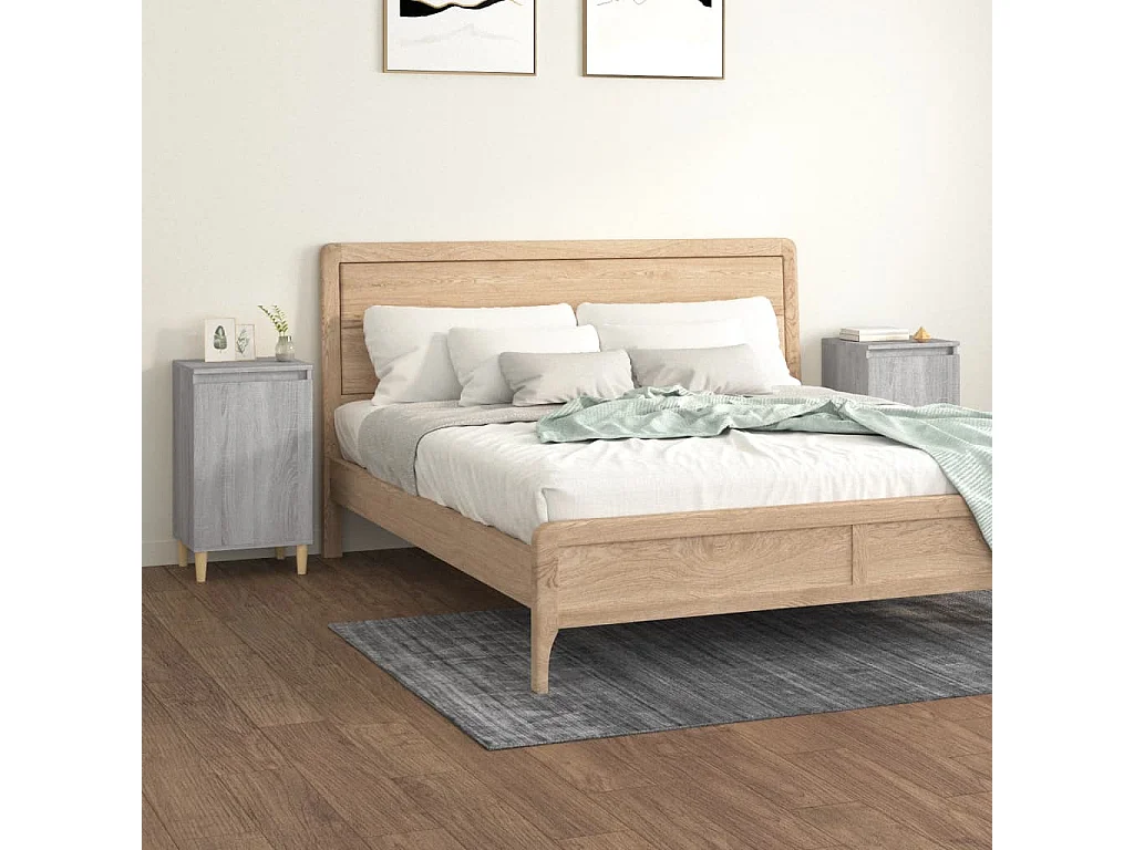 Mesitas de noche | Mesilla de noche 2 uds madera contrachapada gris 40x35x70 cm