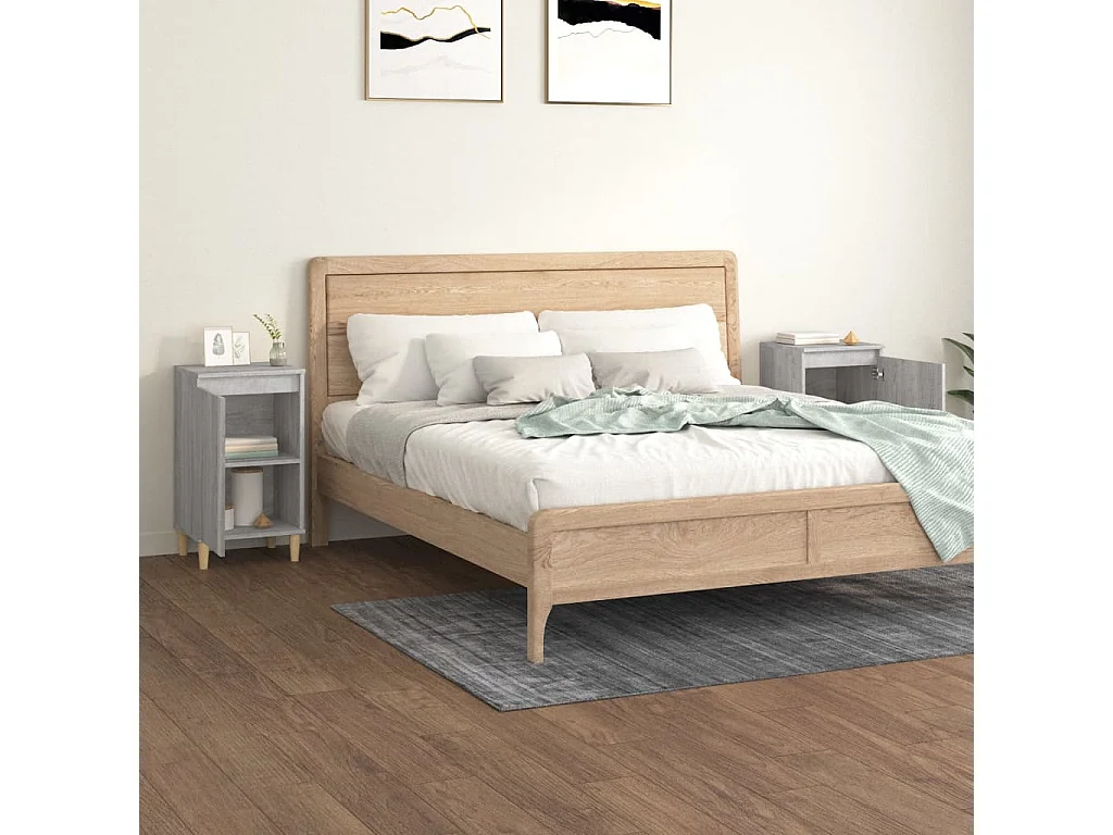 Mesitas de noche | Mesilla de noche 2 uds madera contrachapada gris 40x35x70 cm