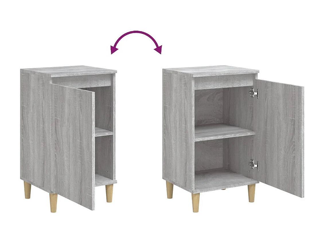 Nachttisch 2er Set-Beistelltisch-Nachttischkommode Grau Sonoma 40x35x70 cm Holzwerkstoff SHL25342
