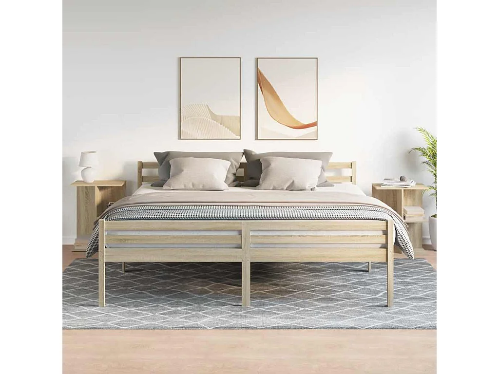 Mesita de noche | Mesilla de noche 2 uds. madera ingeniería roble Sonoma 46,5x29x61 cm