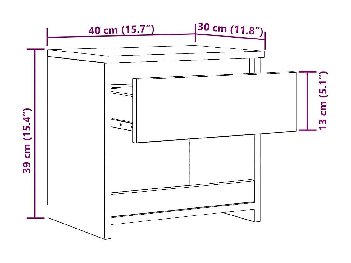 Nachttisch 2er Set-Beistelltisch Altholz 40x30x39 cm Holzwerkstoff SHL4930