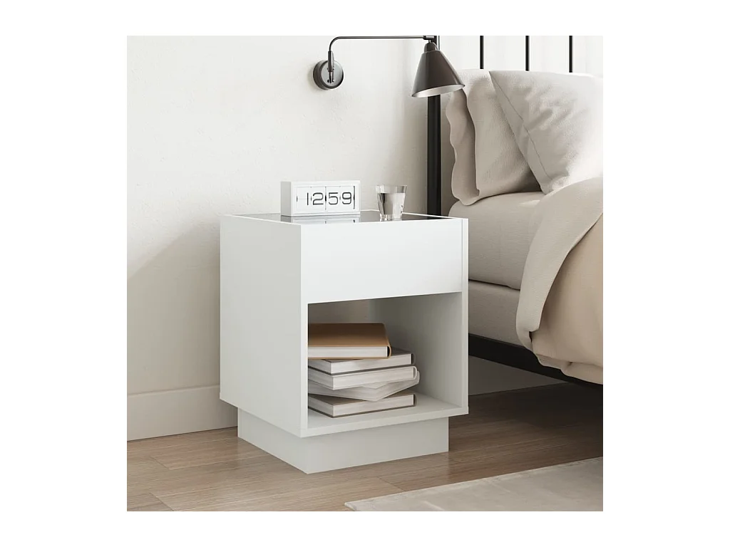 Table de chevet-Table d'appoint avec Éclairage LED infini blanc 40x40x50 cm