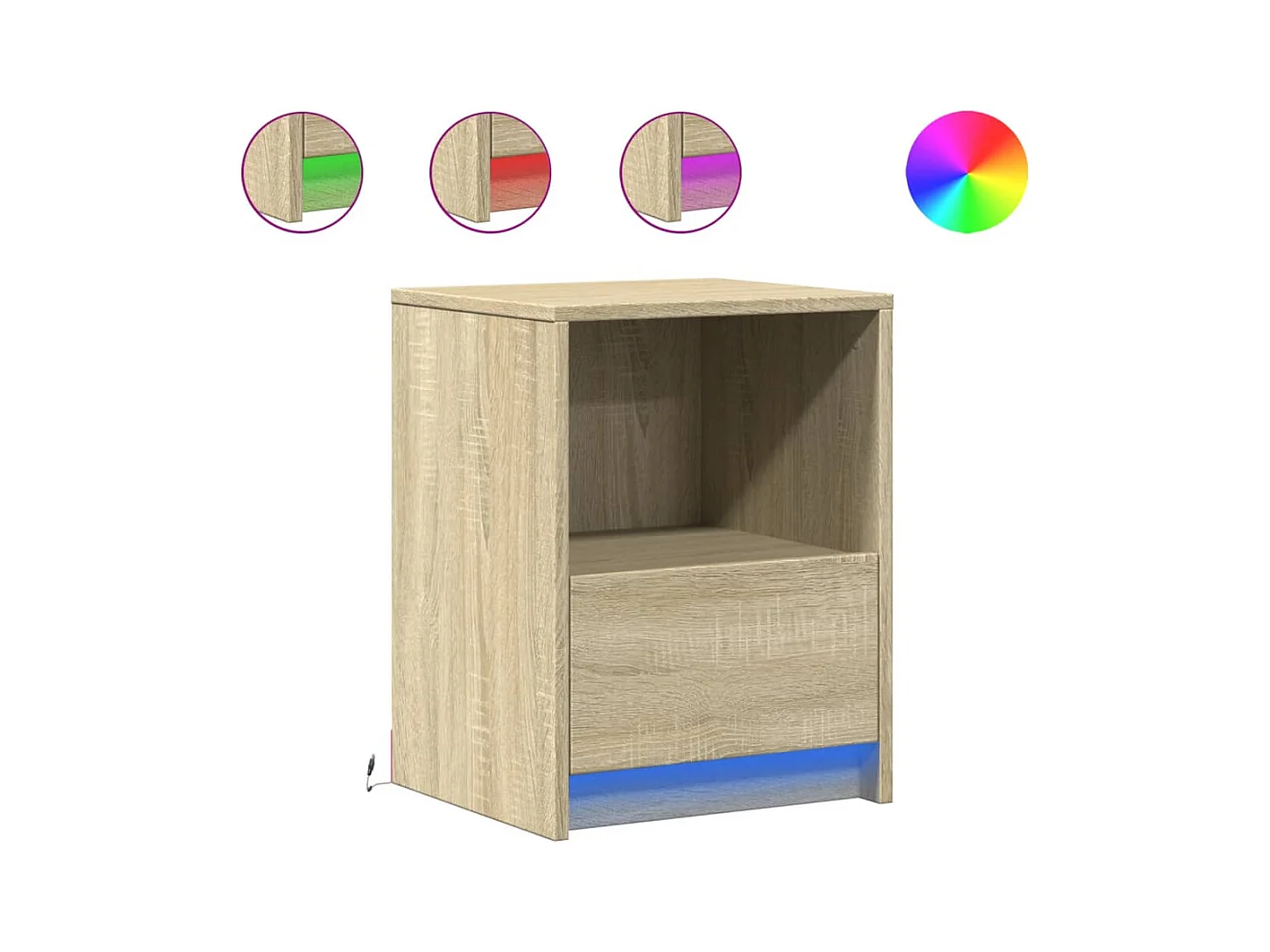 Mesitas de noche | Mesilla de noche luces LED 2 uds madera ingeniería roble Sonoma