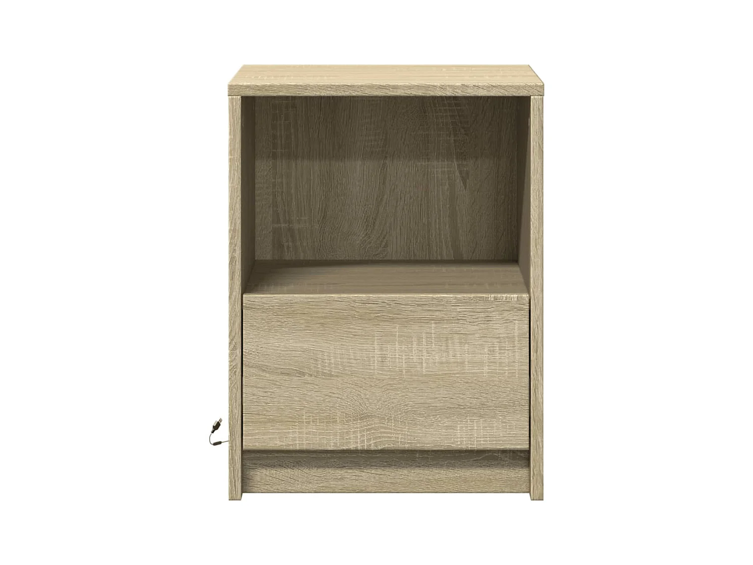 Mesitas de noche | Mesilla de noche luces LED 2 uds madera ingeniería roble Sonoma